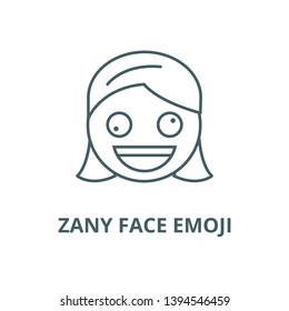 Zany face emoji vector line icon, linear concept, outline sign, symbol