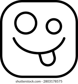 Zany Face Modern Black Outline Icon Design