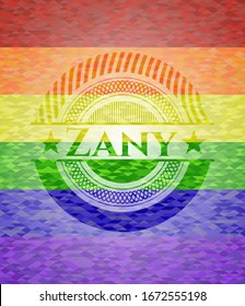 Zany lgbt colors emblem. Vector Illustration. Mosaic.