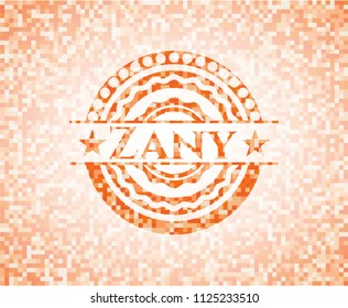 Zany orange mosaic emblem with background