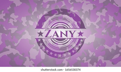 Zany pink written on a camo texture. Vector Illustration. Detailed.