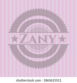 Zany realistic pink emblem. Conceptual design.