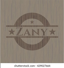 Zany wood emblem. Vintage.