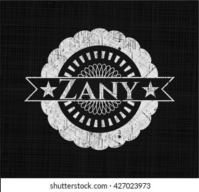 Zany written on a chalkboard