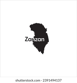 Zanzan map and black lettering design on white background