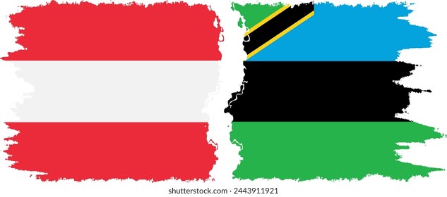 Zanzibar and Austria grunge flags connection, vector