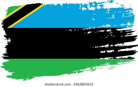 Zanzibar flag, wide brush stroke on transparent background, vector.