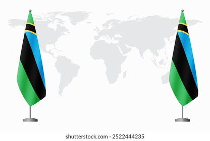 Bandeiras de Zanzibar e Zanzibar para reunião oficial em segundo plano do mapa do mundo.