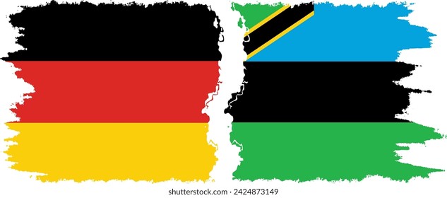 Zanzibar and Germany grunge flags connection, vector