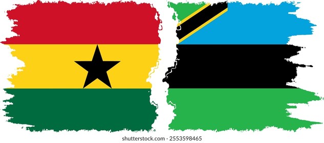 Zanzibar and Ghana grunge flags connection, vector