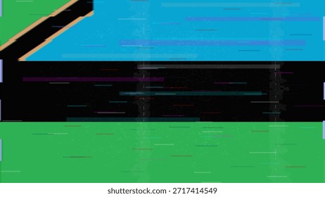 Vector Video de bandera de falla de Zanzíbar, distorsión dividida RGB, ilustración de marco abstracto digital