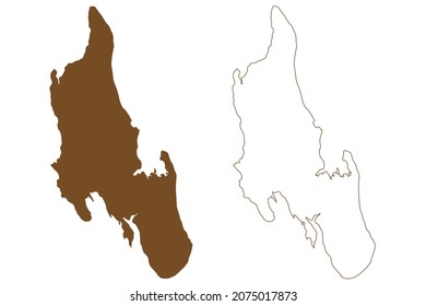 Sansibar Insel (Vereinigte Republik Tansania, Archipelago Sanzibar) Karte, Vektorgrafik, Skizze Unguja Karte