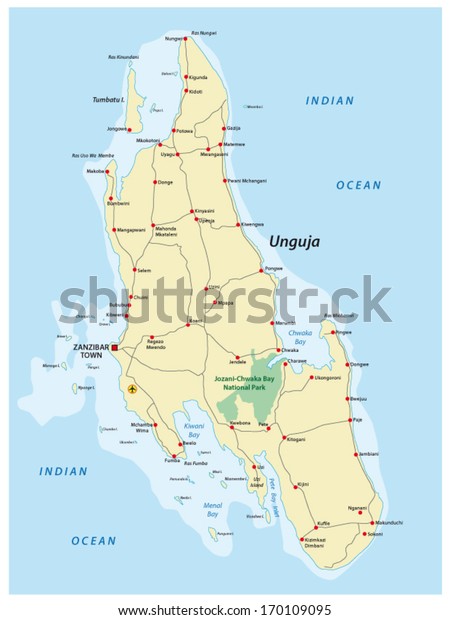 Zanzibar Road Map Stock Vector (Royalty Free) 170109095