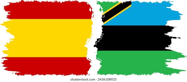 Zanzibar and Spain grunge flags connection, vector