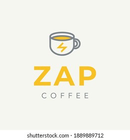 Zap-Kaffee mit elektrischem Coffein-Logo-Mock-up