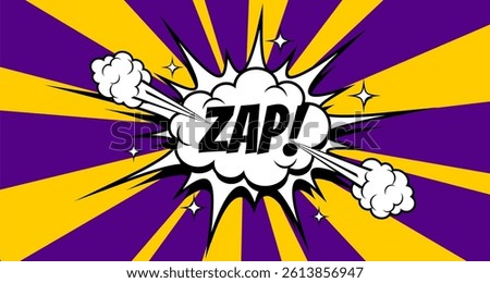 Zap comic explosion bursting with cloud, featuring a star shape, perfect for enhancing comic and cartoon themed projects with dynamic visual impact background