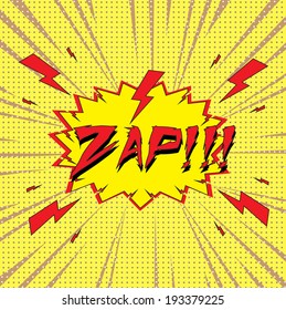 ZAP! Comic Speech Bubble In Pop-Art Style, Cartoon