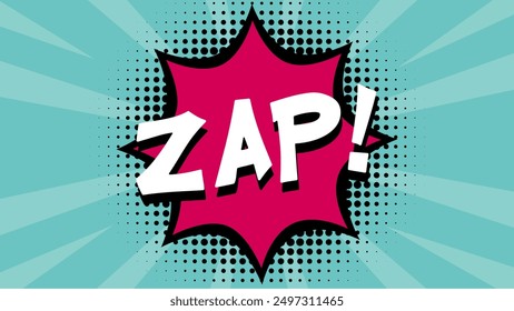 Zap comic text template on retro background for stickers, posters, social media posts