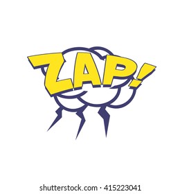 Zap With Lightnings Comic Speech Bubble Bright Color Classic Comic Book Style Flat Vector Design Sticker