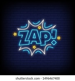 Zap Neon Signs Text Vector Style