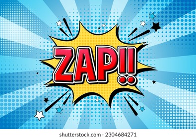 Zap retro comic speech bubble and effect in pop art style illustration