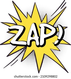 Zap-Soundeffekt. Comic-Burst-Nachricht mit Halbtonschatten