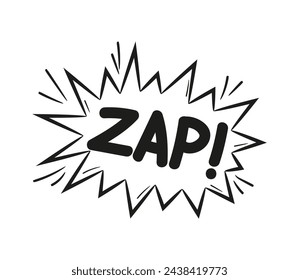 Zap, Spritzen Blasen. Bombe Doodle Vektor mit Feuer. Comic Dynamit explodiert im Skizzenstil. Symbol für Bombenexplosion.
