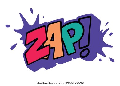 Zap Word-Aufkleber-Design im 3D-Graffiti-Stil