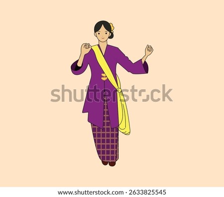 Zapin traditional dance vector illustration popular in Malaysia, Singapore, and Indonesia.