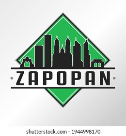 Zapopan, Jalisco, Mexico Skyline Logo. Adventure Landscape Design Vector City Illustration Vector illustration.