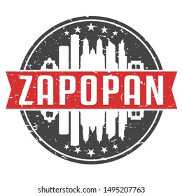 Zapopan Mexico Round Travel Stamp. Icon Skyline City Design. Seal Tourism badge Illustration Vector.