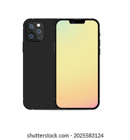 Zaporizhzhia, Ukraine - August 16, 2021. New iPhone 13 Pro Max. Mock-up screen iphone and back side iphone. Vector illustration.
