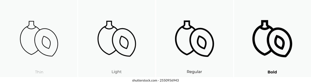 zapote icon. Thin, Light Regular And Bold style design isolated on white background