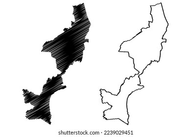 Zapotitlan Tablas municipality (Free and Sovereign State of Guerrero, Mexico, United Mexican States) map vector illustration, scribble sketch Zapotitlán Tablas map