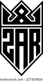 Letras ZAR con diseño de corona logarca