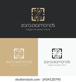 Zara Gold Diamonds Jewelry luxury logo Design