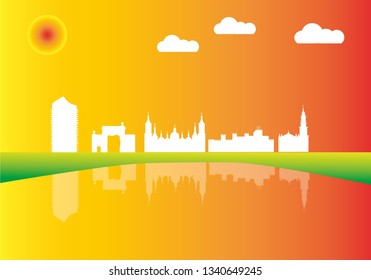 Zaragoza city skyline in colorful background