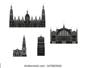 Zaragoza city skyline in Spain