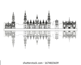 Zaragoza city skyline in Spain