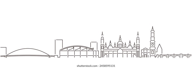 Zaragoza Dark Line Simple Minimalist Skyline With White Background