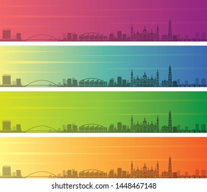 Zaragoza Multiple Color Gradient Skyline Banner