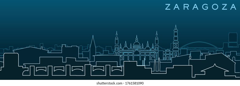Zaragoza Multiple Lines Skyline and Landmarks