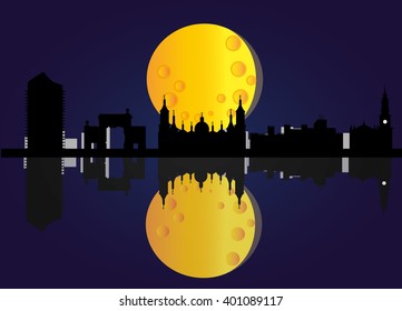 zaragoza night skyline