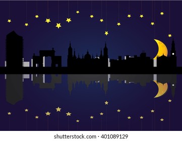 zaragoza night skyline