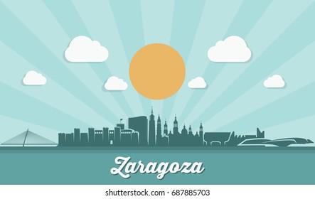 Zaragoza, Saragossa skyline - Spain - vector illustration