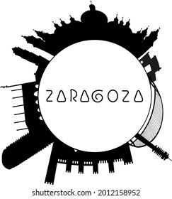 Zaragoza skyline around earth globe.