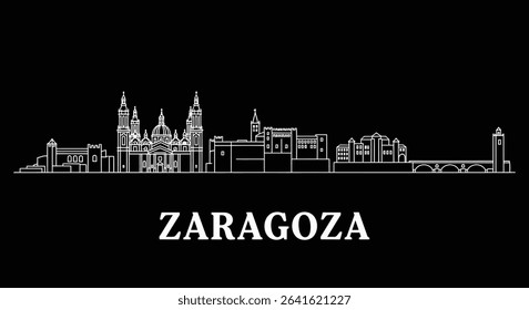 Zaragoza Skyline Cityscape outline Spain Landmark.