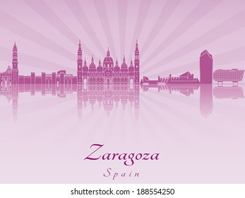 Zaragoza skyline in purple radiant orchid in editable vector file