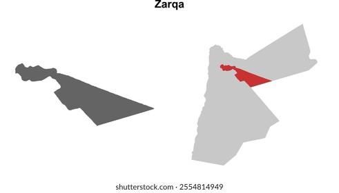 Zarqa governorate blank outline map set