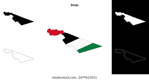 Zarqa Gouvernorat Outline Map Set